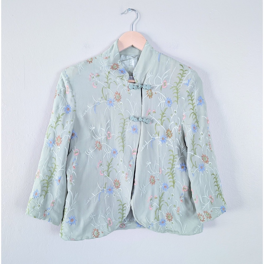 Green Embroidered Floral Silk Mandarin Chinese Jacket Women S Classic Elegant